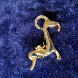 Vintage gold tone dog brooch pin